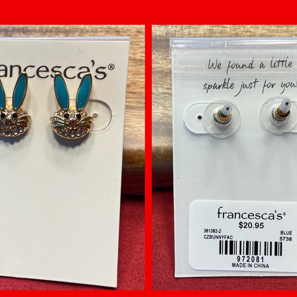 Francesca's Blue Bunny Earrings